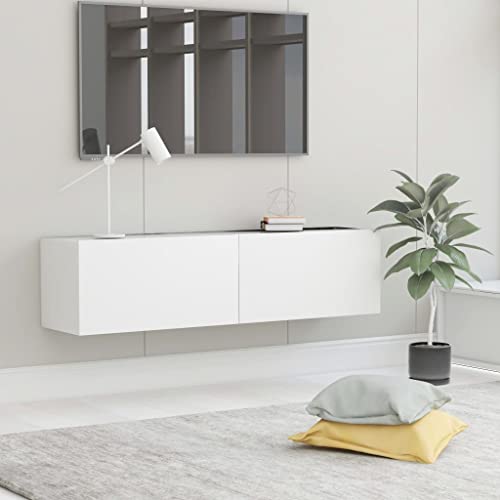 Hommdiy TV Schrank mit 2 Klapptüren TV Möbel Hängeboard Lowboard Fernsehtisch Fernsehschrank Sideboard (Weiß（120 x 30 x 30 cm）) von Hommdiy
