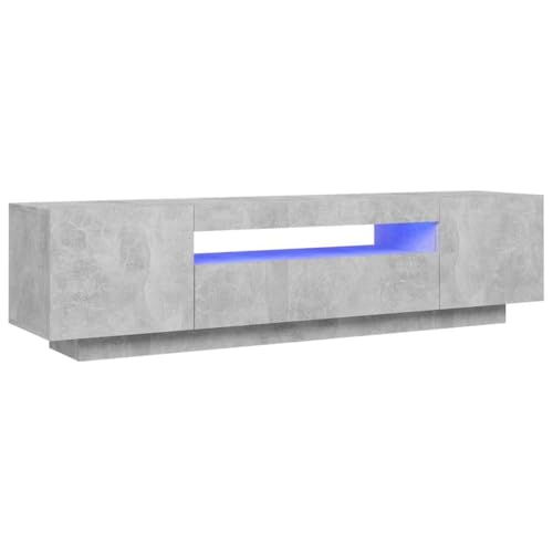 Hommdiy TV-Schrank mit LED-Beleuchtung Betongrau Sideboard Lowboard 160x35x40 cm von Hommdiy