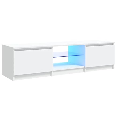 Hommdiy TV-Schrank mit LED-Leuchten Lowboard Sideboard Fernsehschrank Fernsehtisch TV Möbel Weiß 140x40x36 cm Hommdiy TV-Schrank mit LED-Leuchten Lowboard Sideboard Fernsehschrank Fernsehtisch TV Möbel Weiß 140x40x36 cm von Hommdiy