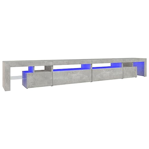 Hommdiy TV-Schrank mit LED-Leuchten Lowboard Sideboard Fernsehschrank TV Möbel Betongrau 290x36,5x40 cm von Hommdiy