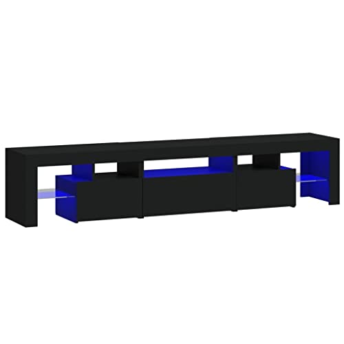 Hommdiy TV-Schrank mit LED-Leuchten Lowboard Sideboard Fernsehschrank TV Möbel Schwarz 200x36,5x40 cm von Hommdiy