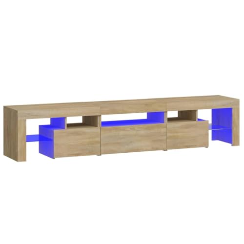 Hommdiy TV-Schrank mit LED-Leuchten Lowboard Sideboard Fernsehschrank TV Möbel Sonoma-Eiche 200x36,5x40 cm von Hommdiy