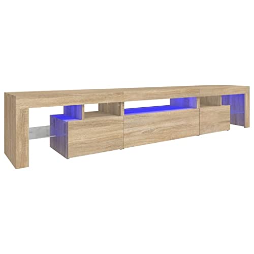 Hommdiy TV-Schrank mit LED-Leuchten Lowboard Sideboard Fernsehschrank TV Möbel Sonoma-Eiche 215x36,5x40 cm von Hommdiy