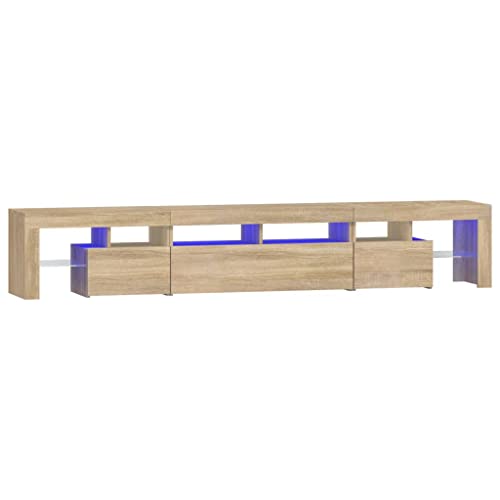 Hommdiy TV-Schrank mit LED-Leuchten Lowboard Sideboard Fernsehschrank TV Möbel Sonoma-Eiche 230x36,5x40 cm von Hommdiy