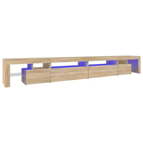 Hommdiy TV-Schrank mit LED-Leuchten Lowboard Sideboard Fernsehschrank TV Möbel Sonoma-Eiche 290x36,5x40 cm von Hommdiy
