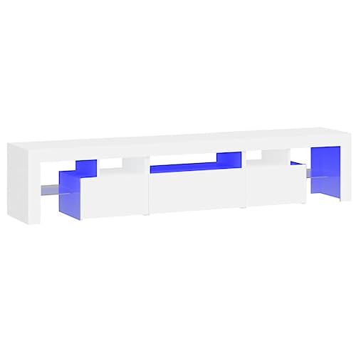 Hommdiy TV-Schrank mit LED-Leuchten Lowboard Sideboard Fernsehschrank TV Möbel Weiß 200x36,5x40 cm von Hommdiy