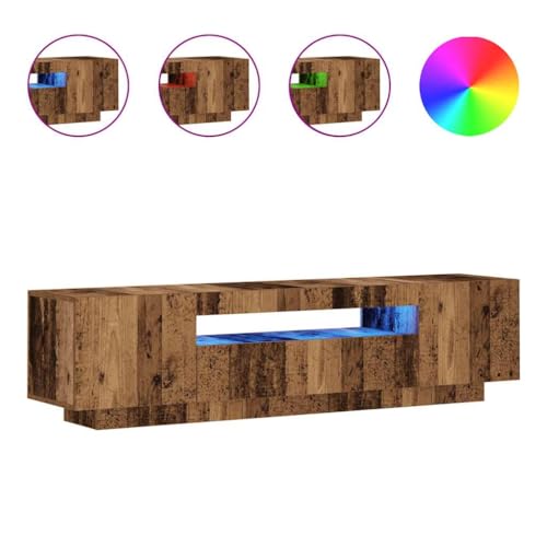 Hommdiy TV-Schrank mit LED-Leuchten Sideboard Lowboard Altholz-Optik 160x35x40 cm Hommdiy TV-Schrank mit LED-Leuchten Sideboard Lowboard Altholz-Optik 160x35x40 cm von Hommdiy