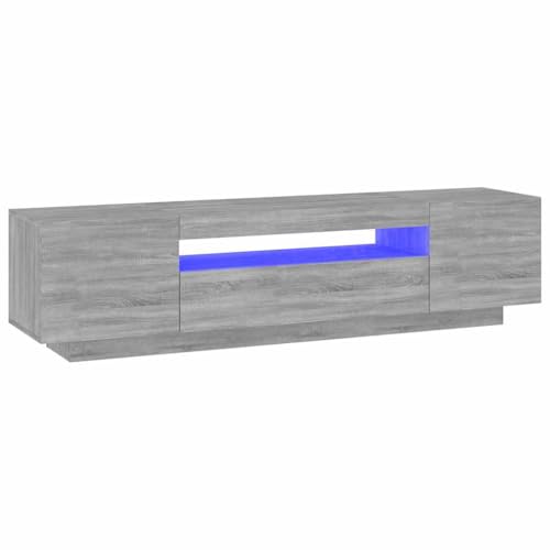 Hommdiy TV-Schrank mit LED-Leuchten Sideboard Lowboard Grau Sonoma 160x35x40 cm von Hommdiy