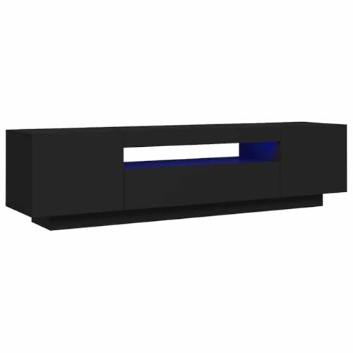 Hommdiy TV-Schrank mit LED-Leuchten Sideboard Lowboard Schwarz 160x35x40 cm von Hommdiy