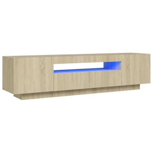 Hommdiy TV-Schrank mit LED-Leuchten Sideboard Lowboard Sonoma-Eiche 160x35x40 cm von Hommdiy