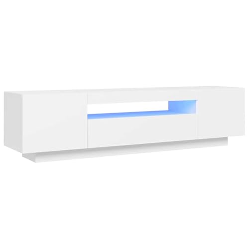 Hommdiy TV-Schrank mit LED-Leuchten Sideboard Lowboard Weiß 160x35x40 cm von Hommdiy