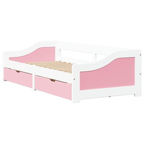Hommdiy Tagesbett mit 2 Schubladen ohne Matratze Weiß Rosa 90x200cm Sofabett Beistellbett Gästebett Schlafsofa Bettrahmen Bettgestell Hommdiy Tagesbett mit 2 Schubladen ohne Matratze Weiß Rosa 90x200cm Sofabett Beistellbett Gästebett Schlafsofa Bettrahmen Bettgestell von Hommdiy
