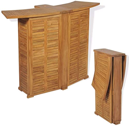 Hommdiy Teak Massiv Bartisch Klappbar Stehtisch Bistrotisch Gartenbar Theke Gartentheke Klapptisch Gartenmöbel Tisch Holztisch Braun 155x53x105cm von Hommdiy