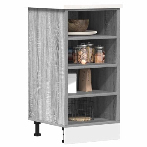 Hommdiy Unterschrank Riga Grau Sonoma 40x44,5x81,5 cm Küchenschrank Holzwerkstoff Küchenzeile Küchenmöbel Unterschrank Küchenunterschrank Schrank von Hommdiy