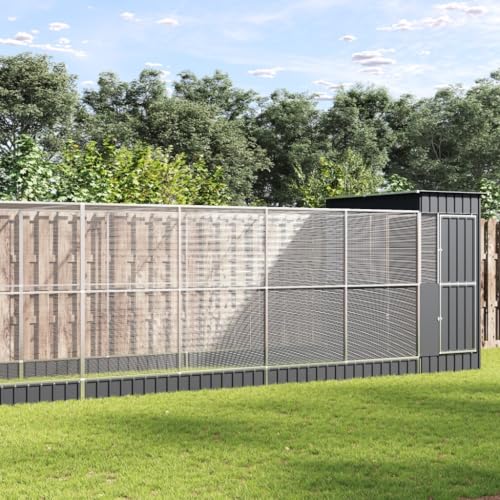 Hommdiy Voliere mit Erweiterung Silbern 830x203x216 cm Stahl von Hommdiy