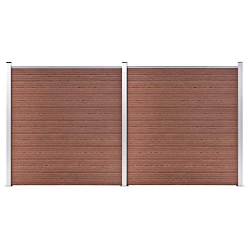 Hommdiy Zaunelement Gartenzaun Sichtschutzzaun Lamellenzaun Windschutz Zaun Windschutzzaun Terrasse Stecksystem Lärmschutz Gartenzaun WPC 353×186 cm Braun von Hommdiy