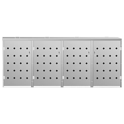 Mülltonnenbox,Müllbox Mülltonnenverkleidung Mülltonne Mülltonnenbox Müllcontainer Gerätebox Edelstahl Mülltonnenbox,Mülltonnenbox für 4 Tonnen,Silbern4 Tonnen,Silbern Mülltonnenbox,Müllbox Mülltonnenverkleidung Mülltonne Mülltonnenbox Müllcontainer Gerätebox Edelstahl Mülltonnenbox,Mülltonnenbox für 4 Tonnen,Silbern4 Tonnen,Silbern von Hommdiy