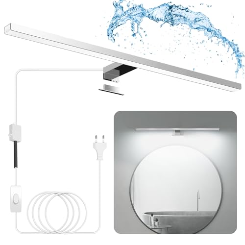 Hommie LED Spiegelleuchte Bad, 60CM Spiegelleuchte mit Schalter 15W 1200Lm 6000K Neutralweiß Spiegellampe Badezimmer 230V, Spiegellampen Spiegel Badezimmerschrank, IP44 Wasserdicht Badspiegelleuchte von Hommie