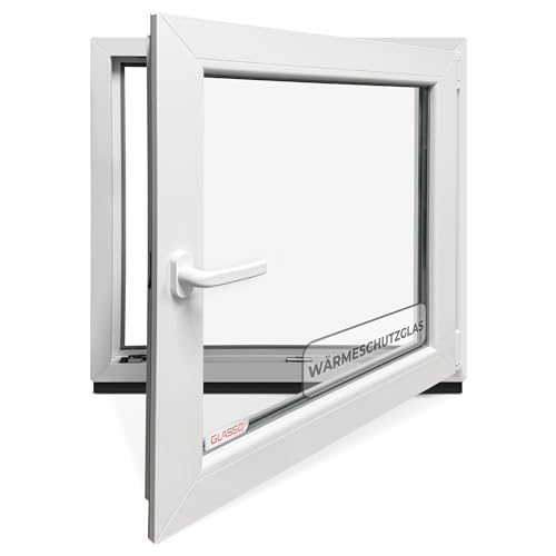 GLASSO Fenster nach Maß – Kunststofffenster, Optionen wählbar | Alle Größen | 2-/3-fach Energiespar-Isolierglas | 5-/6-Kammer Profil | Ideal für Haus, Badezimmer, Keller, Garage, Gartenhaus von Hommler