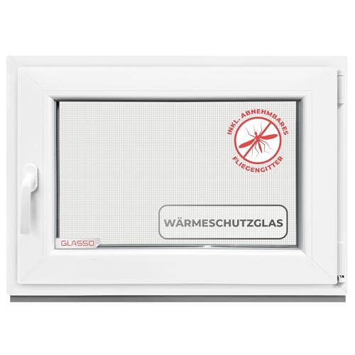 GLASSO Fenster 40x50 cm 3-fach Verglasung - Kunststofffenster 76mm Profil -Din Rechts-BxH: 400x500mm- Ideal für alle Wohnbereiche | Gartenhaus | Garagenfenster | Kellerfenster Dreh-Kipp-Funktion GLASSO Fenster 40x50 cm 3-fach Verglasung - Kunststofffenster 76mm Profil -Din Rechts-BxH: 400x500mm- Ideal für alle Wohnbereiche | Gartenhaus | Garagenfenster | Kellerfenster Dreh-Kipp-Funktion von Hommler