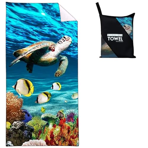 HommomH Mikrofaser Strandtuch Extra großes 90x180cm Sandfreie Schnell Trocknendes Leichtes，Für Strand Schwimmen，Meeresschildkröte von HommomH