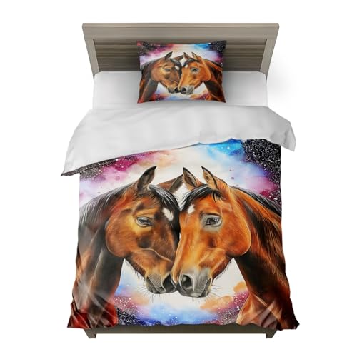 HommomH Pferd Motiv Bettwäsche Maße 135x200 cm Microfaser 2 teiliges Set enthält 1 Bettbezug und 1 Kissenbezug 80x80 cm für stylische Einzelbetten HommomH Pferd Motiv Bettwäsche Maße 135x200 cm Microfaser 2 teiliges Set enthält 1 Bettbezug und 1 Kissenbezug 80x80 cm für stylische Einzelbetten von HommomH