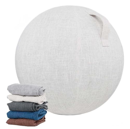 Homnova Sitzball Abdeckung, 55 cm / 65 cm / 75 cm Baumwolle + Leinen Schutz Yoga Ball Abdeckung Faltbar Sitzbälle Stoff Bezug Für Fitnessball Pilates Yogaball,Beige,75cm von Homnova