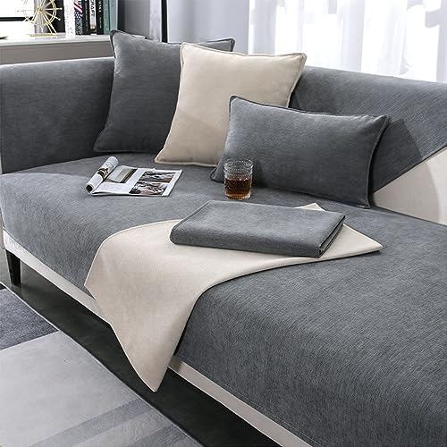 Homnova Sofabezug 3 2 1 Sitzer Überwürfe Sofahusse rutschfest Chenille Sofa Überzug Couch Überwurfdecke Sofaschutz Katze/Hunde,012,70 * 90cm von Homnova