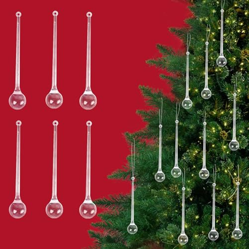 Christbaumschmuck, Glastropfen Deko Transparente, Weihnachtsbaum Deko Glas, Weihnachten Eiszapfen Hängende Ornamentes Winterdeko für Weihnachten Party Hochzeit Dekoration (Tropfen) von Homo Trends