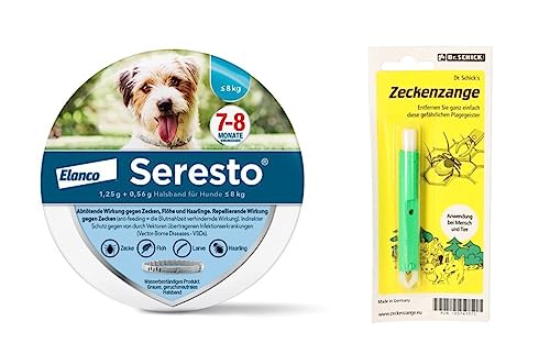 Seresto Hund Zeckenschutz Insektenschutz Halsband für kleine Hunde bis 8kg mit Zeckenzange: für 7 bis 8 Monate wirksamen Schutz von Seresto