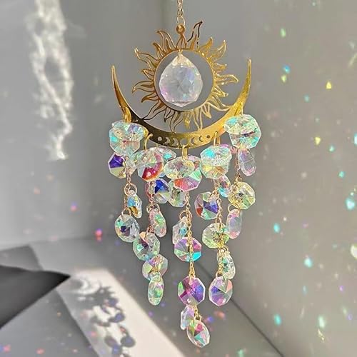 Homoji Kristall-Sonnenfänger-Windspiel, Outdoor-Gartendekoration, Kronleuchter, Aurora, Regenbogen, Sonnenfänger, Glasprismen, Ornament, Fensteranhänger (bunt) von Homoji