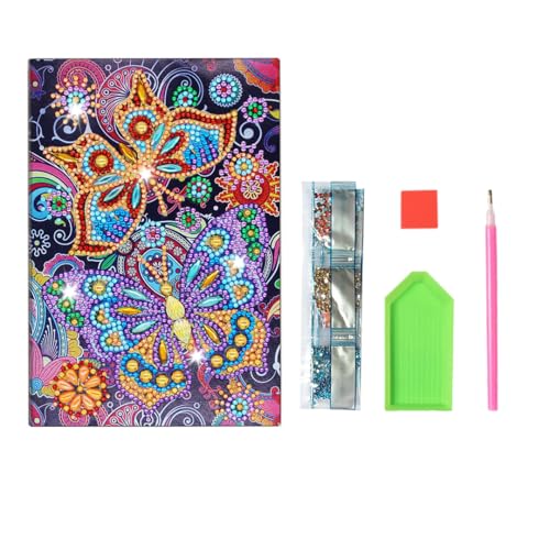 Homorro Diamond Painting Kinder Diamant Geschenk Mädchen 5 6 7 8 9 10 11 12 Jahre Notizbuch Notebook A5 Geschenke Blumen Schmetterling Mandala Basteln Notizheft Schreibheft Geburtstag Diy von Homorro