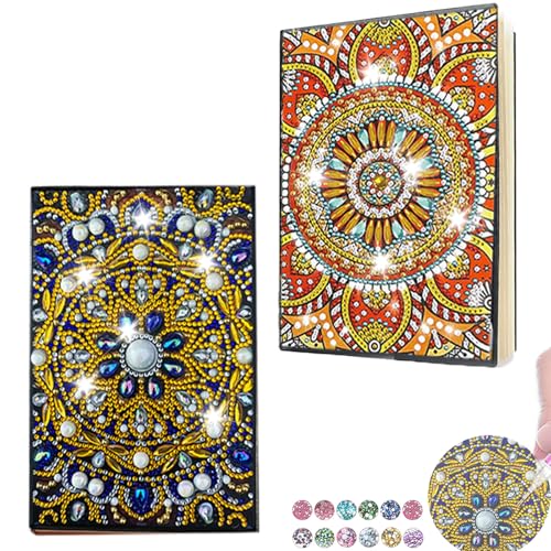 Homorro Diamond Painting Kinder Diamant Geschenk Mädchen 5 6 7 8 9 10 11 12 Jahre Notizbuch Notebook A5 Geschenke Geburtstag Blumen Mandala Basteln Notizbücher Gefühlstagebuch von Homorro