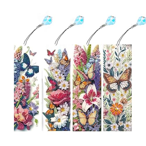 Homorro Diamond Painting Kinder Erwachsene Geschenke Mädchen ab 6 7 8 9 10 11 12 Jahre Geburtstagsgeschenk Diamant Lesezeichen Bastelset Geschenk Kindergeburtstag DIY 5D Diamonds Schmetterling Deko von Homorro