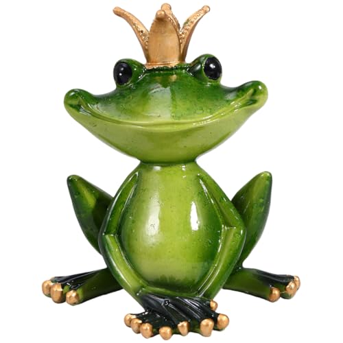 Home Decor s Grüner König Frösche sitzende Figur Tier Sammelfiguren Handgemachtes Maskottchen Harz Statue Home Office Schreibtisch Dekorationen für Regale Tisch Schreibtisch Raumdekoration von Homoyoyo