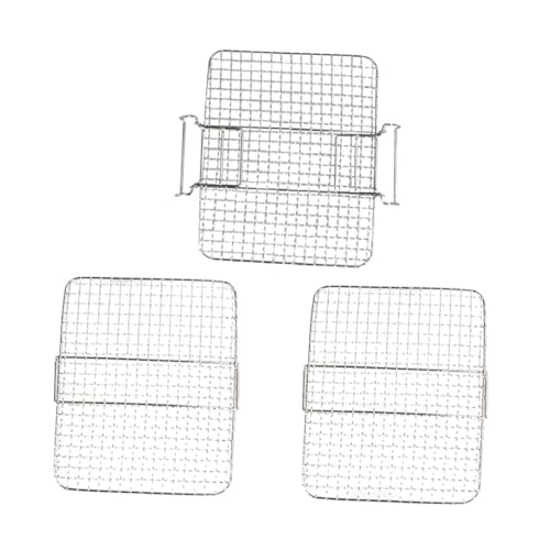 Homoyoyo 1 Satz Luftfritteusengrill Toastständer für die Luftfritteuse wiederverwendbar groß edelstahlrost heißluftfritteuse grill Dreilagiger Grillrahmen Luftfritteuse den Vorräten Silver von Homoyoyo