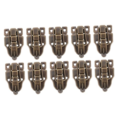 Homoyoyo 10 Stück Teiliges Antike Holzbox Verschluss Schnappverschluss für Schmuckkasten Werkzeugkiste Weinkiste Einfach zu Bedienen Langlebig Vintage Design in Bronze von Homoyoyo