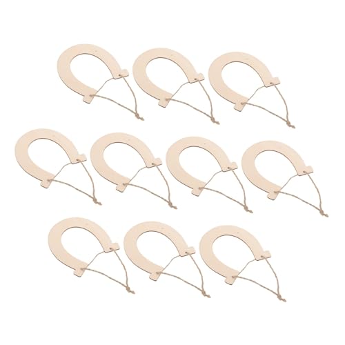 Homoyoyo 10 Stück Teiliges Holz Basteln Pferdehufe aus Naturbelassenem Holz mit Seil Vielseitige DIY Holzscheiben für Kindergeburtstag Partydeko und Handbemalte Wohnraumdekoration von Homoyoyo