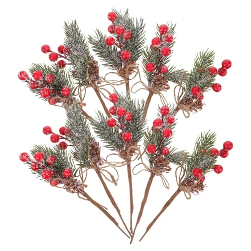Homoyoyo 10 Stück Teiliges Künstliche Beerenzweige mit und Nadeln Naturgetreue Weihnachtsdeko für DIY Kränze Bastelarbeiten Festliche Raumgestaltung und Fotorequisiten von Homoyoyo