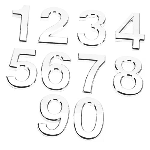 Homoyoyo 10 Stück Teiliges Selbstklebendes Wetterfest für Tür Briefkasten Büro Hotel Einfache Montage Lesbar Silberfarben Zahlen von Homoyoyo