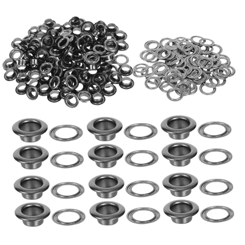 Homoyoyo 100 Sätze Teiliges Schwarze Metallösen mit Unterlegscheiben Innendurchmesser Langlebige Ösen für Stoff Leder Schuhe Taschen und DIY Handwerksprojekte von Homoyoyo