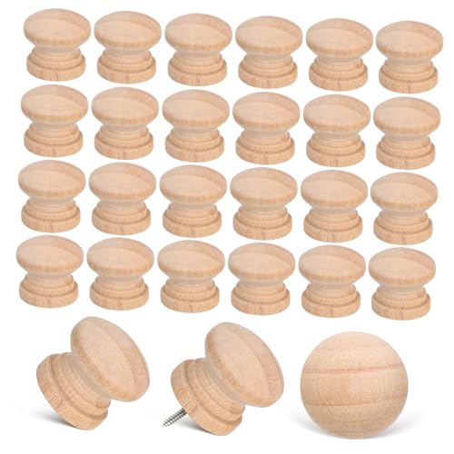 Homoyoyo 100stücke Holzgriffe Runde Schubladenknöpfe Aus Unbehandeltem Holz Für Schränke Kommoden Möbel Diy Projekte von Homoyoyo