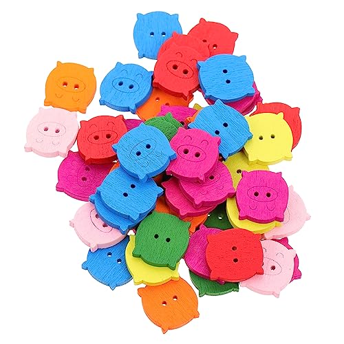 Homoyoyo 100Stücke Holzknöpfe im Schweinkopf Design DIY Bastelknöpfe für Kinderkleidung Anzüge Shirts und Mehr Praktisch und Leicht zu Handhaben von Homoyoyo