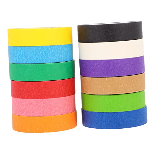 Homoyoyo 12 Rollen Buntes Kreppband Selbstklebendes Abdeckband für Malerarbeiten DIY Künstler Klebeband ohne Rückstände Vielseitig für Dekoration Basteln Verpacken und Markieren von Homoyoyo