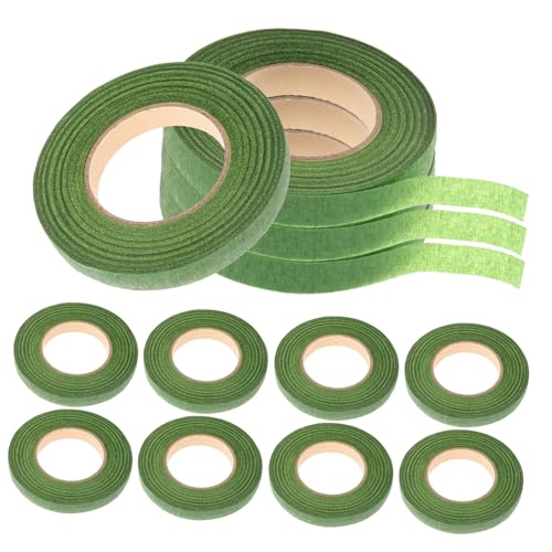 Homoyoyo 12 Rollen Grüne Floristenpapier Klebeband Stark Klebend Handreißbar für Blumensträuße Kranzherstellung und DIY Floristik Kompakte für Einfache Lagerung und Vielseitige Verwendung von Homoyoyo