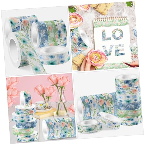 Homoyoyo 12 Rollen Washi Tape Aquarellblau Rosen Dekoratives Klebeband Dünnes Mehrzweck DIY Bastelband für Scrapbooking Tagebuch Geschenkverpackung Kreative Sticker und Bastelprojekte von Homoyoyo