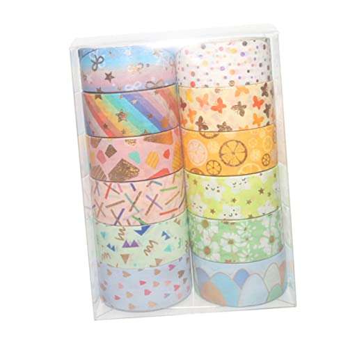 Homoyoyo 12 Rollen Washi Tape mit Dekorativem Goldfolie Design Selbstklebendes Scrapbooking Klebeband für DIY Basteln Handliche Papierklebebänder in Bunten Farben für Journals und Homoyoyo 12 Rollen Washi Tape mit Dekorativem Goldfolie Design Selbstklebendes Scrapbooking Klebeband für DIY Basteln Handliche Papierklebebänder in Bunten Farben für Journals und von Homoyoyo