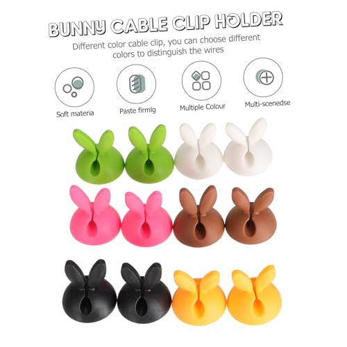Homoyoyo 12 Stück Teiliges Bunny Kabelhalter aus Silikon Farbige Kabelclips zur Kabelorganisation Selbstklebend und Vielseitig Einsetzbar für Schreibtisch Party und Alltag Schonend für von Homoyoyo