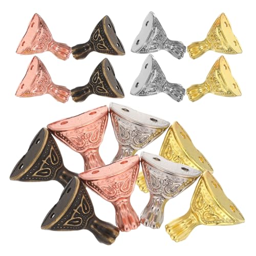 Homoyoyo 16 Stück Teiliges Metall Möbel Füße Antik Design Robuste Schrankfüße mit Kratzfreiem Bodenschutz für Schmuckbox Kommode Tisch Vintage Dekorative Beine von Homoyoyo