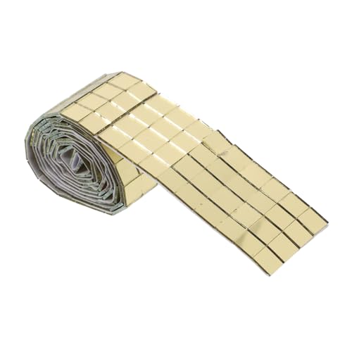 Homoyoyo 1Rolle Selbstklebende Mosaik Wandaufkleber Quadratische Spiegel Mosaikfliesen für Kreative DIY Dekorationen Küche Bad und Wohnzimmer Goldfarben von Homoyoyo